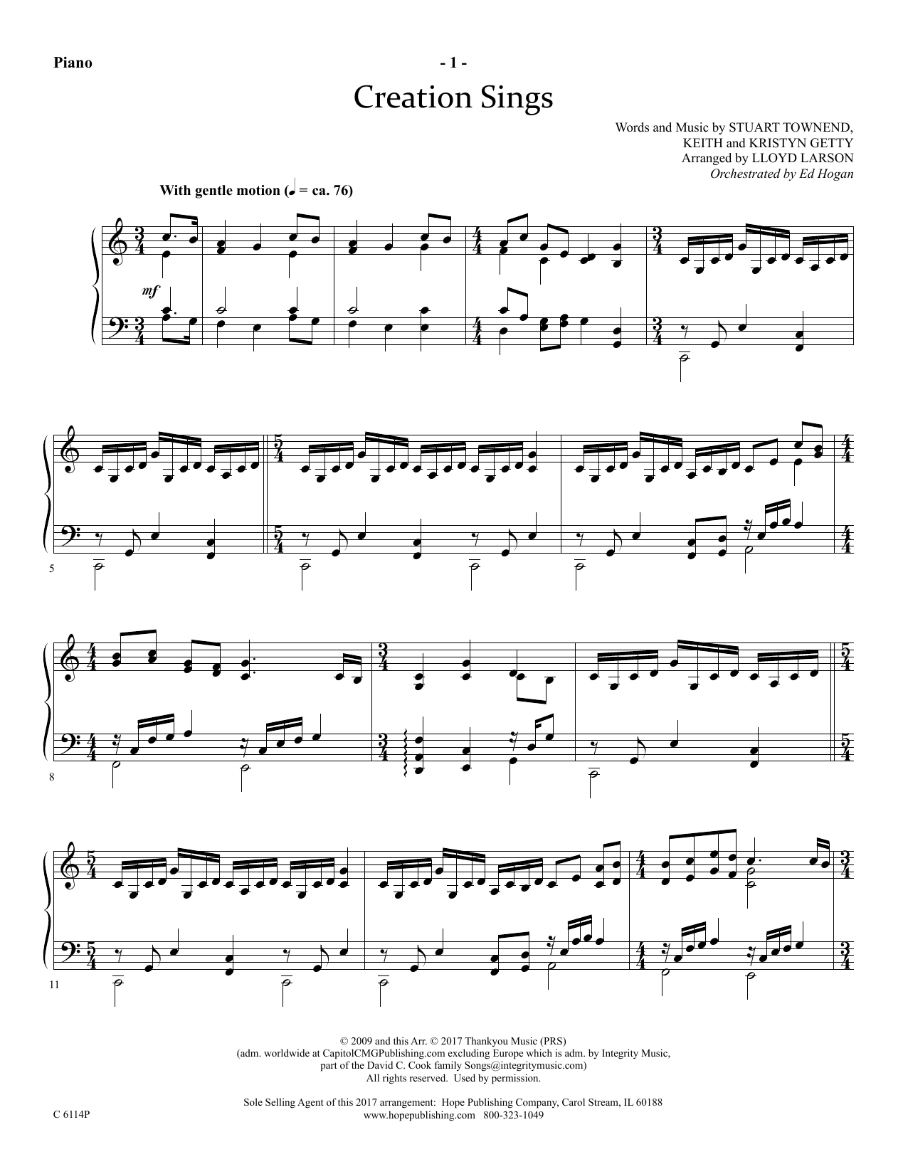 Produktbild zu: Creation Sings - Piano