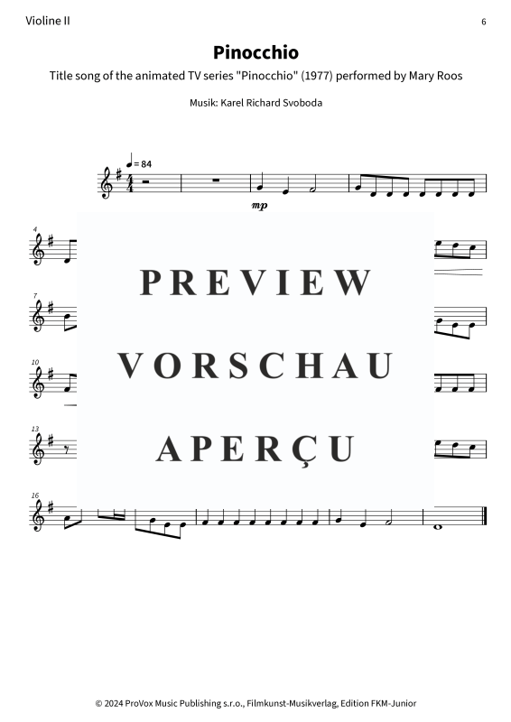 gallery: Pinocchio - Title song of the animated TV series Pinocchio , , (Streicher Quartett)