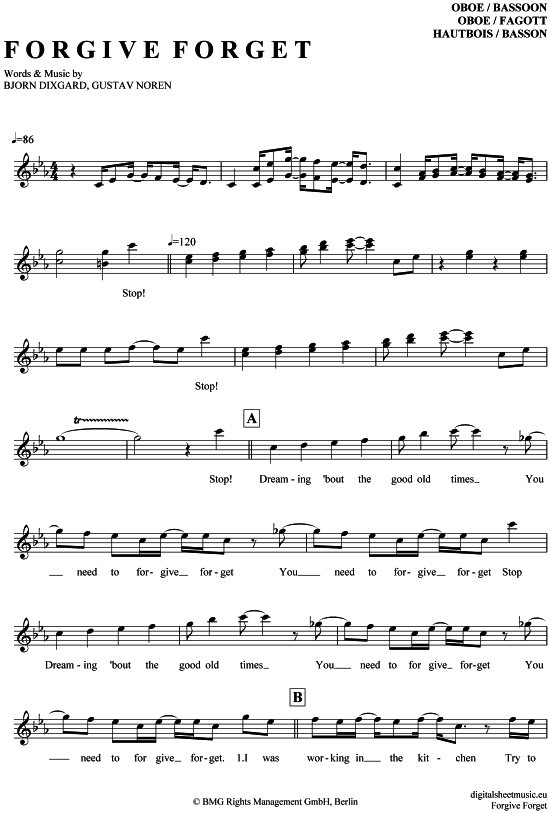 Produktgalerie: Seite 1 von 4 Forgive Forget , Caligola, (Oboe / Fagott)