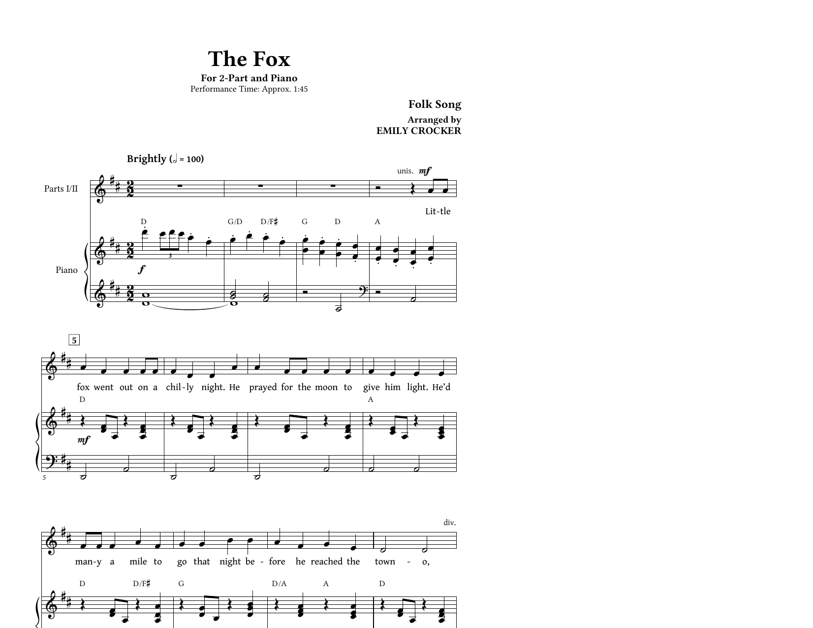 Produktbild zu: The Fox (Folk Song)