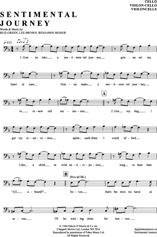 Produktgalerie: Seite 1 von 4 Sentimental Journey , London, Julie, (Violon-Cello)