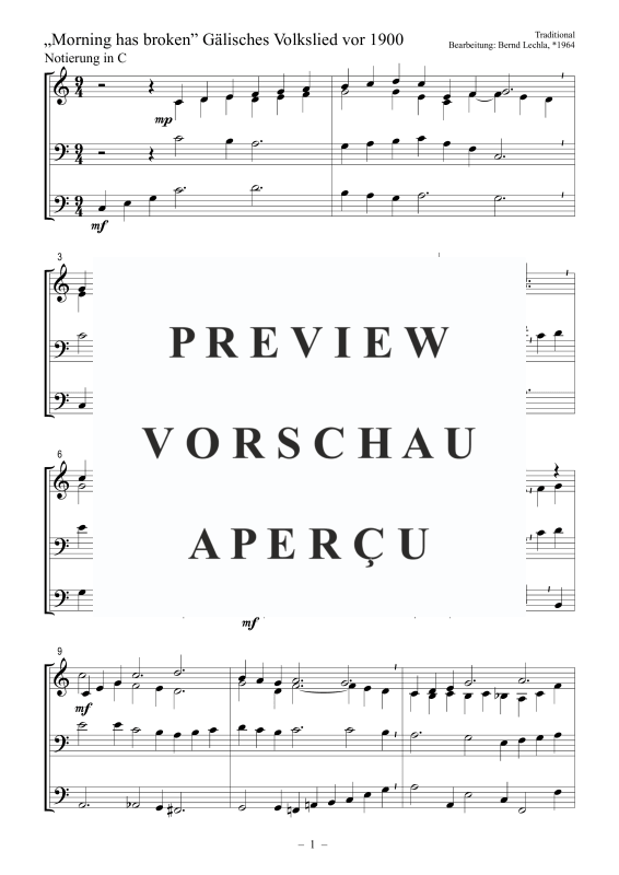 Produktgalerie: Seite 2 von 5 Morning has broken - Gälisches Volkslied vor 1900, , Posaunenchor