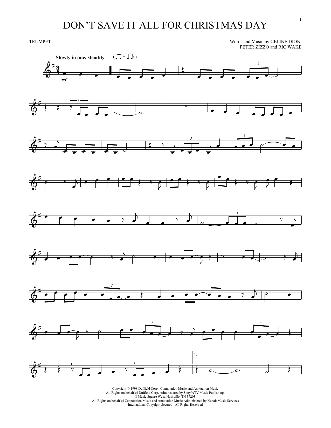 Produktgalerie: Seite 1 von 1 Don't Save It All For Christmas Day, Celine Dion, Trompete