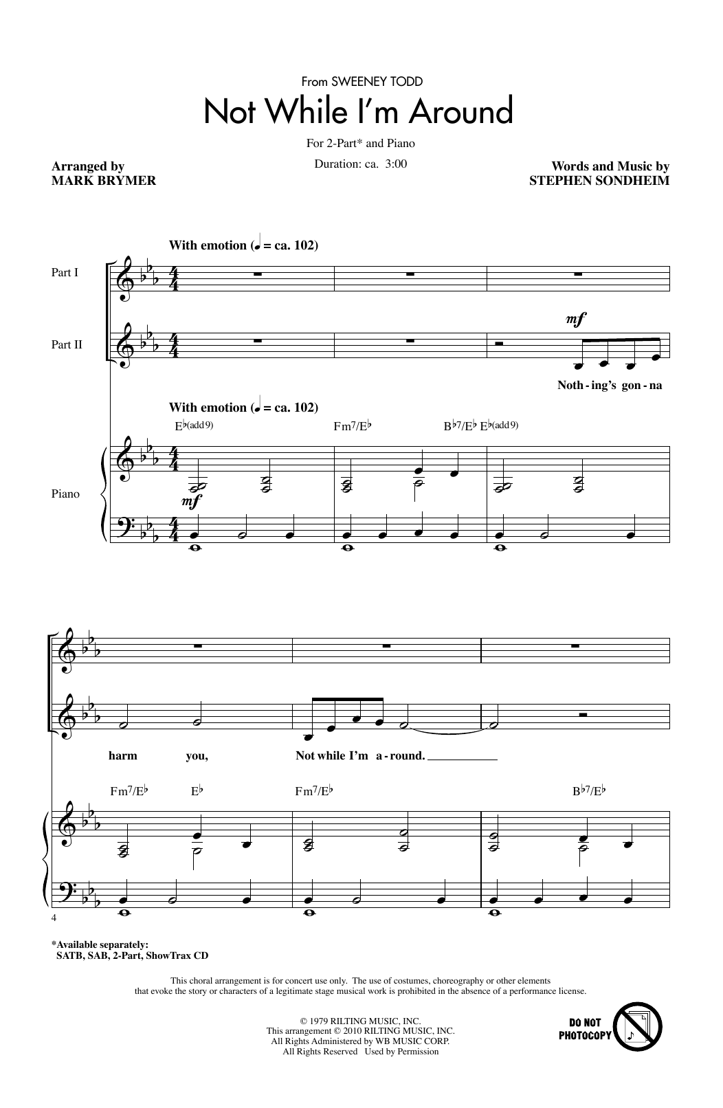 Produktbild zu: Not While I'm Around (from Sweeney Todd) (arr. Mark Brymer)