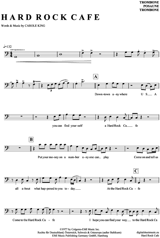 Product gallery: Page 1 of 4 Hard Rock Cafe , King, Carole, (trombone/baritone)