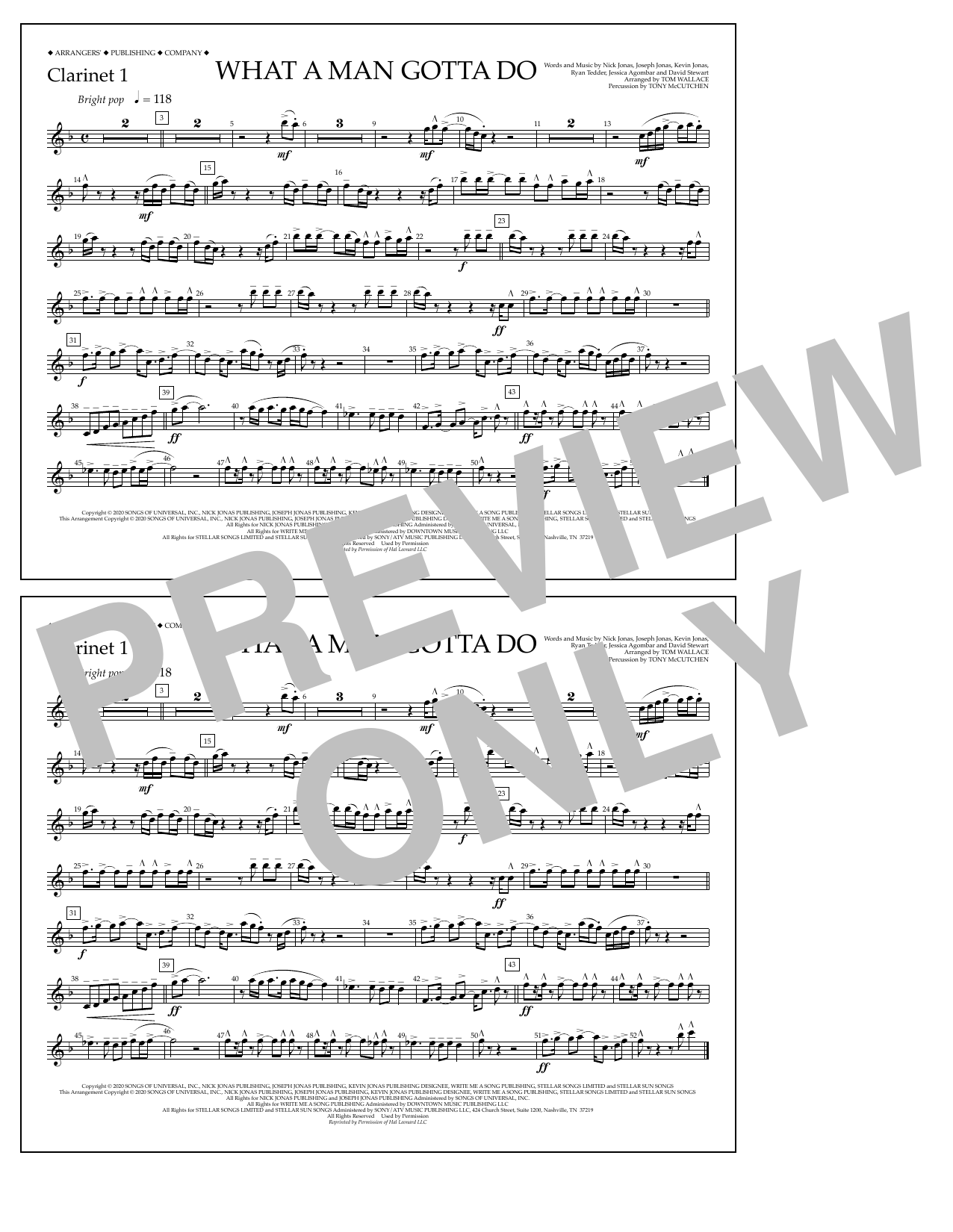 Product picture to: What a Man Gotta Do (arr. Tom Wallace) - Clarinet 1