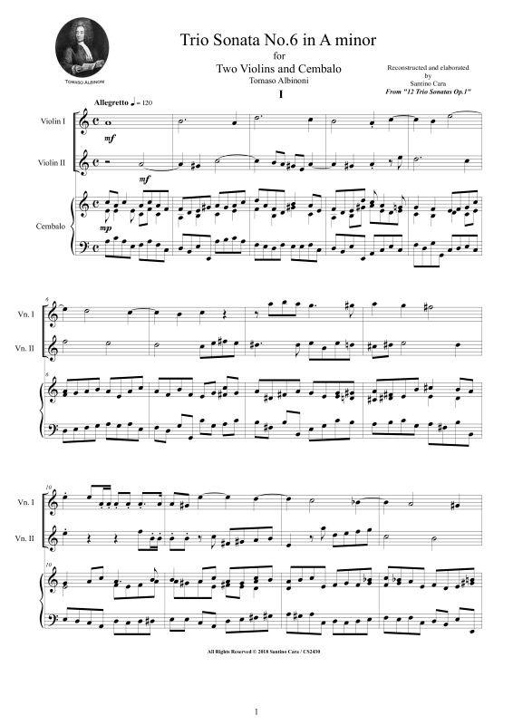 Produktbild zu: Trio Sonata No.6 in A-Moll Op.1Tomaso Albinoni