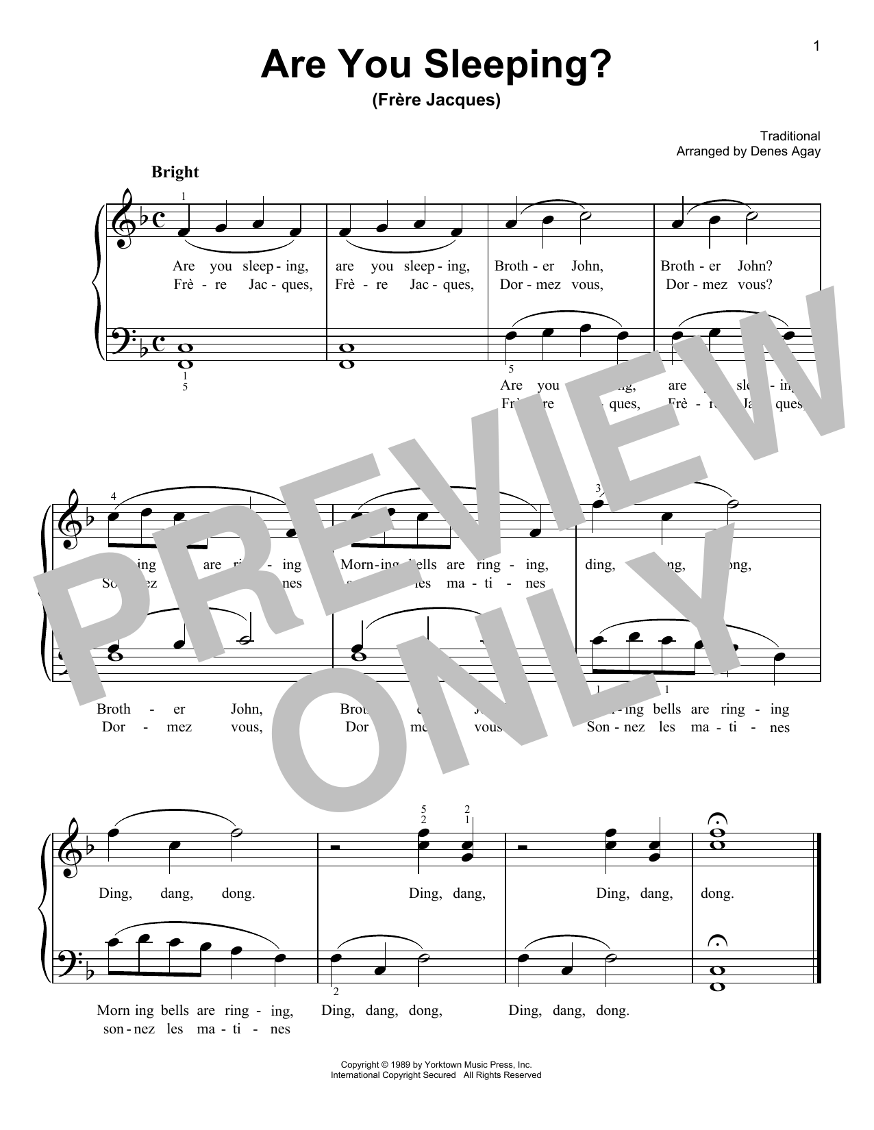 Product picture to: Frere Jacques (Are You Sleeping?) (arr. Denes Agay)