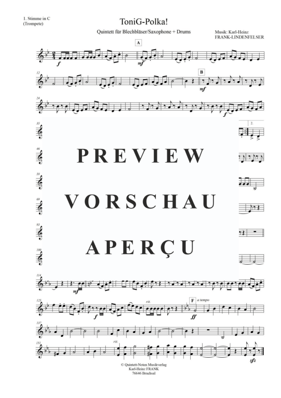 Produktgalerie: Seite 8 von 11 ToniG-Polka, Frank-Lindenfelser, Karl-Heinz, Blechbläserquintett