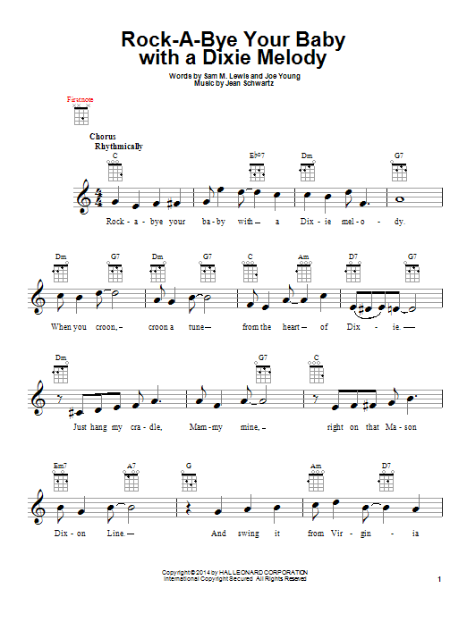 Product gallery: Page 1 of 1 Rock-A-Bye Your Baby With A Dixie Melody, Jean Schwartz