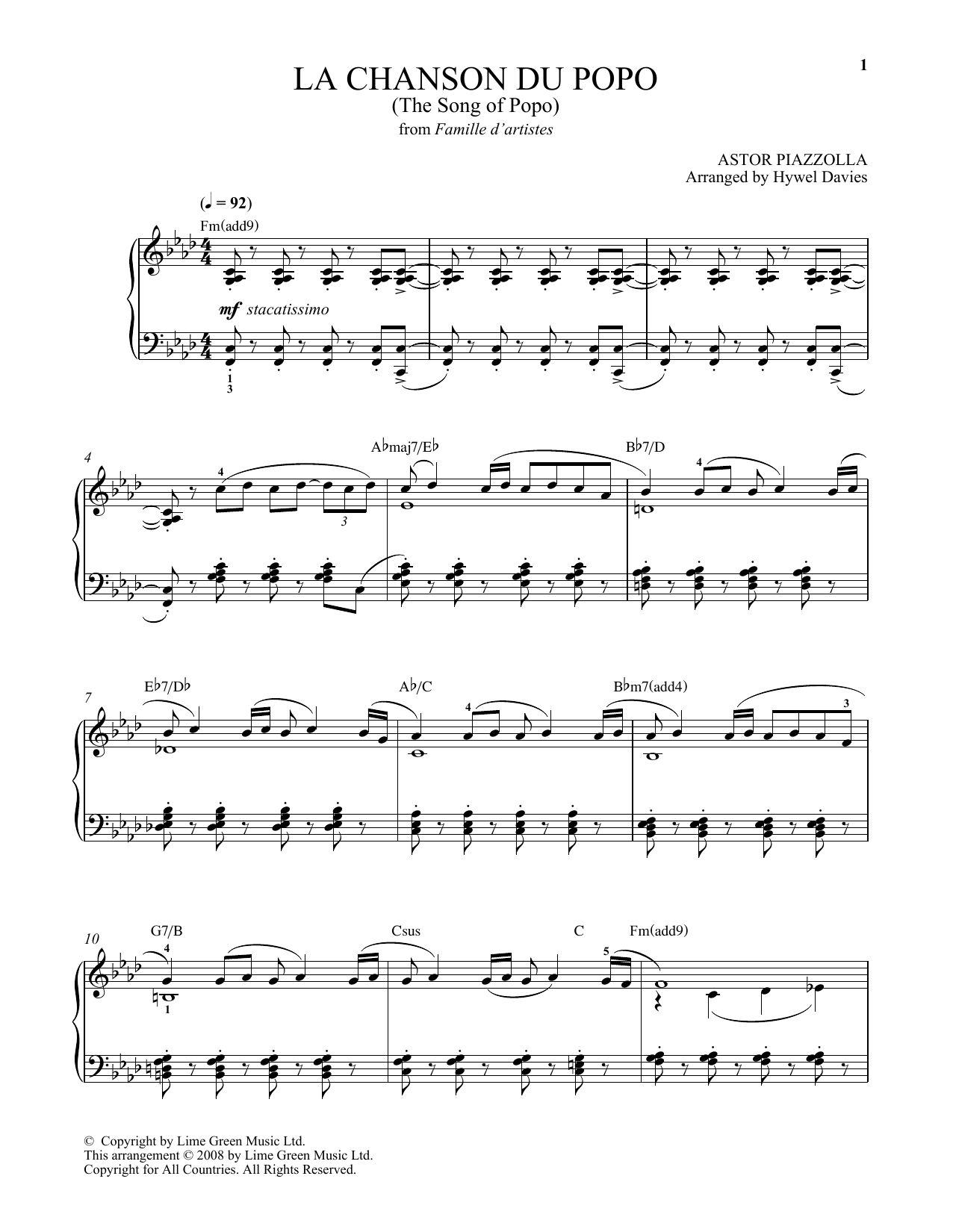 Product gallery: Page 1 of 1 La Chanson Du Popo, Astor Piazzolla