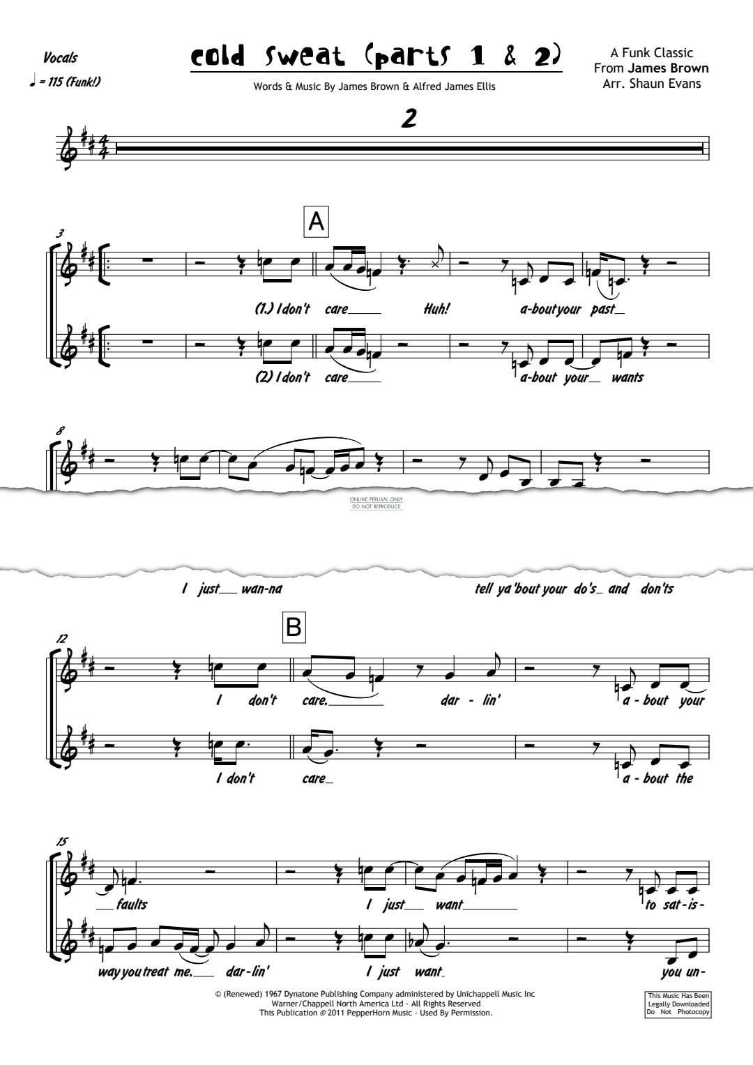 Product gallery: Page 1 of 1 Cold Sweat (Parts 1 & 2), James Brown