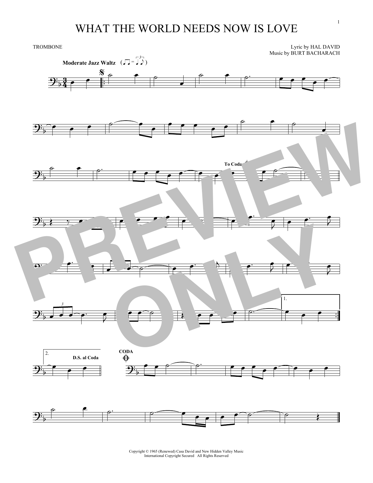 Product gallery: Page 1 of 1 What The World Needs Now Is Love, Bacharach & David