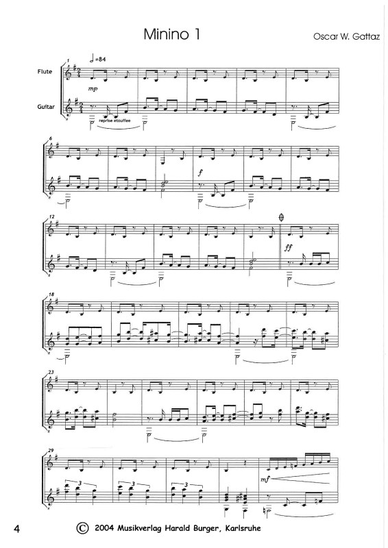 Produktgalerie: Seite 1 von 11 6 Mininos für Gitarre und Flöte, , Querflöte und Gitarre