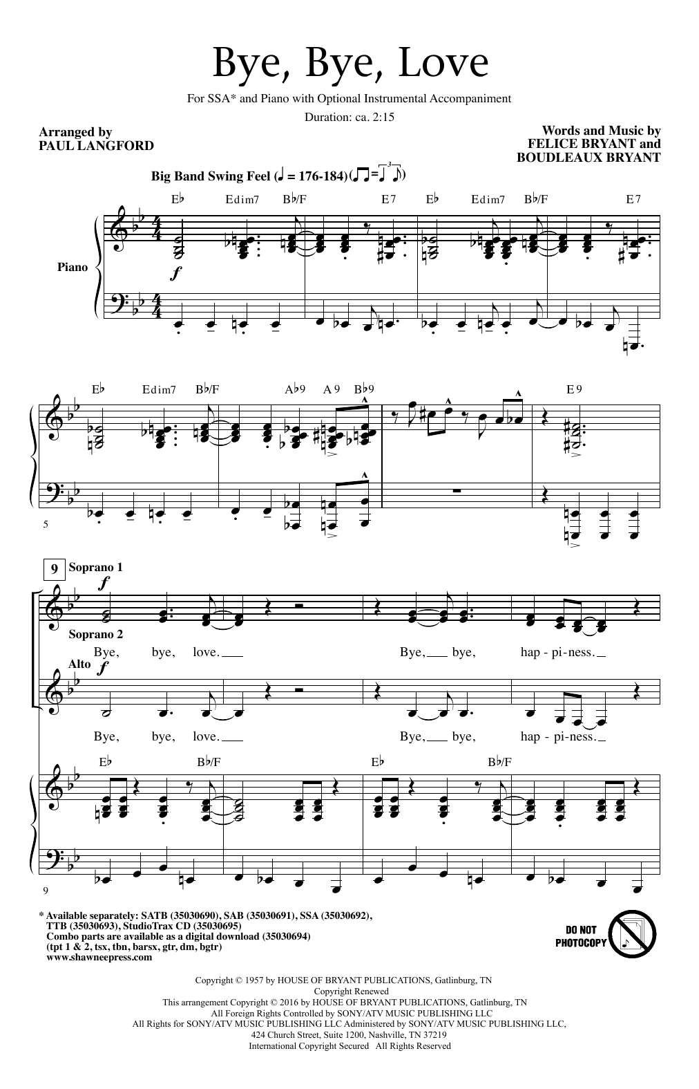 Produktgalerie: Seite 1 von 1 Bye Bye Love, Paul Langford, Chor