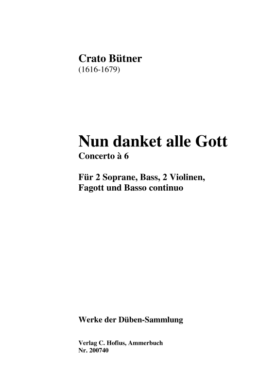 Product picture to: Nun danket alle Gott - Concerto a 6