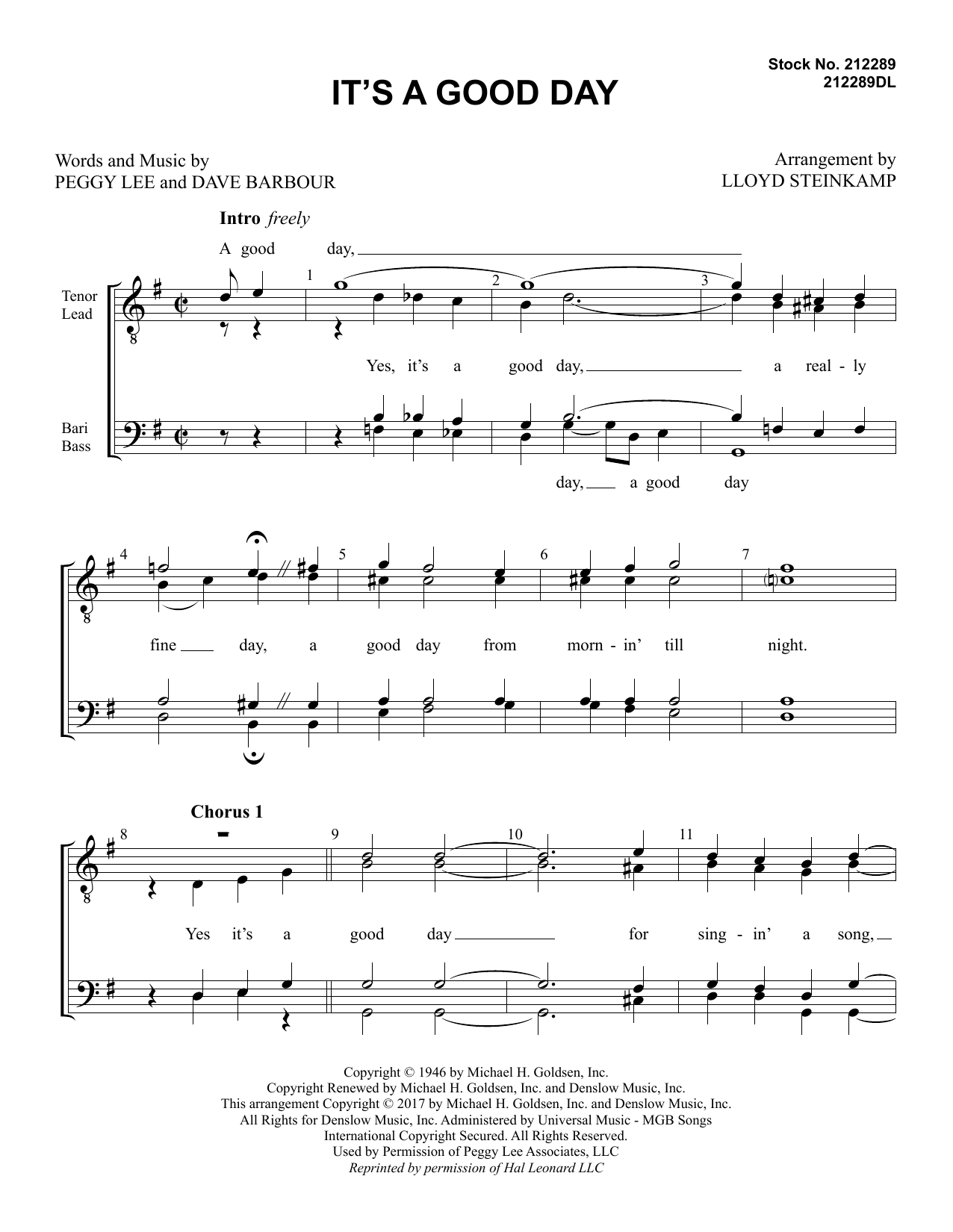 Produktbild zu: It's a Good Day (arr. Lloyd Steinkamp)
