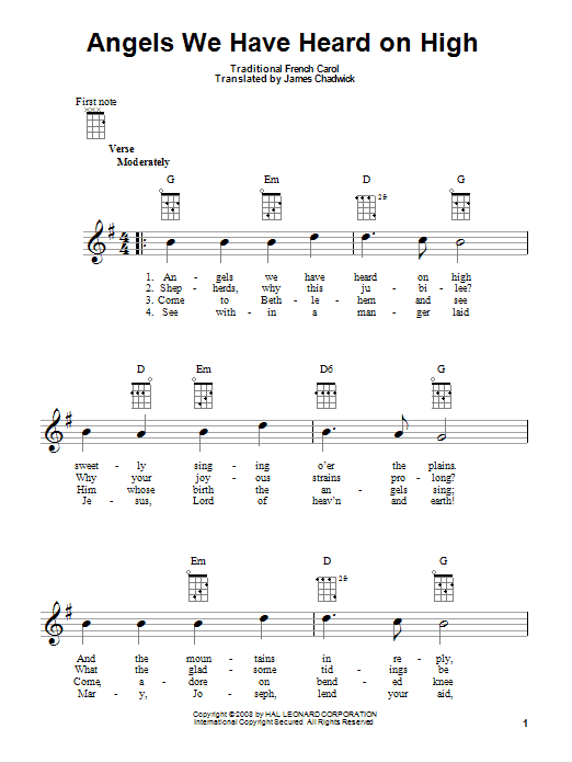 Product gallery: Page 1 of 1 Angels We Have Heard On High, Traditional French Carol
