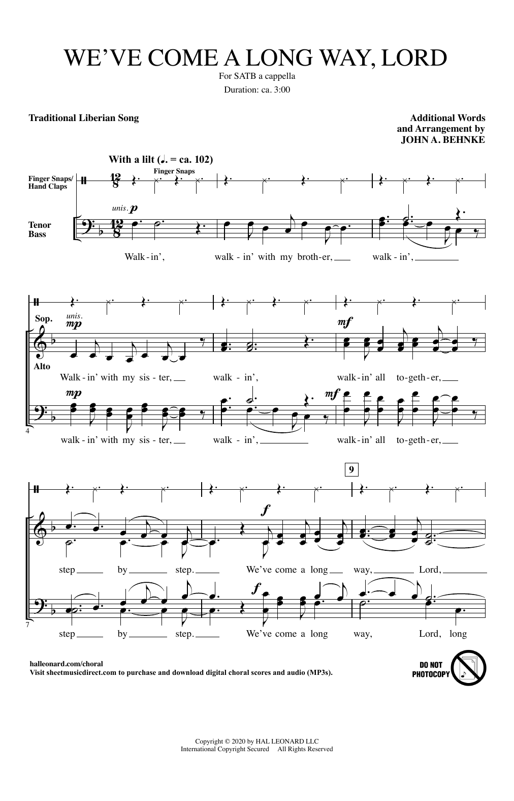 Product picture to: We've Come A Long Way, Lord (arr. John A. Behnke)