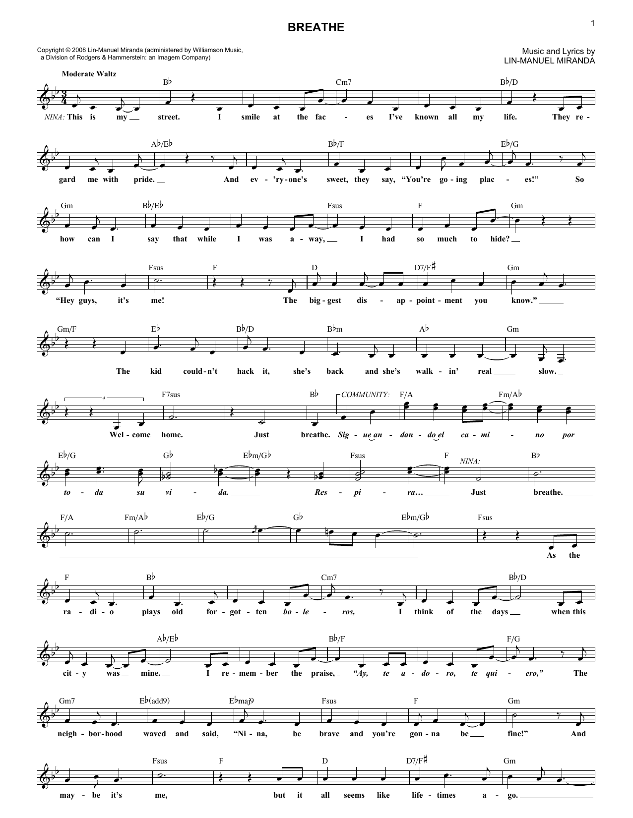 Produktbild zu: Breathe (from In The Heights: The Musical)