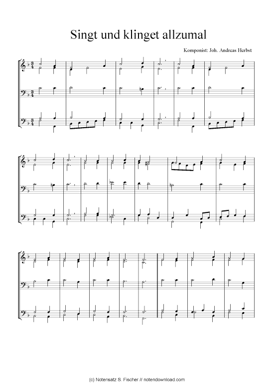 Product picture to: Singt und klinget allzumal Joh. Andreas Herbst