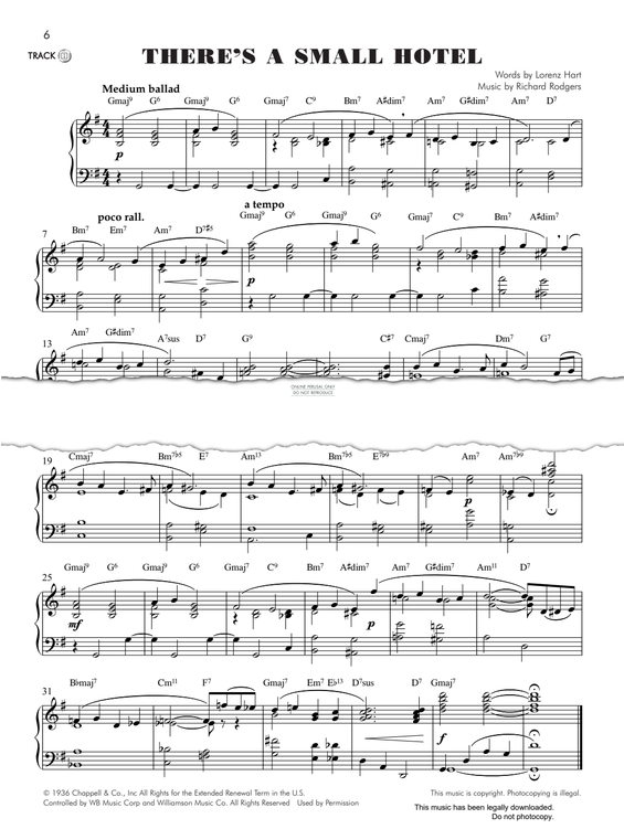 gallery: There's A Small Hotel, Richard Rodgers, Klavier