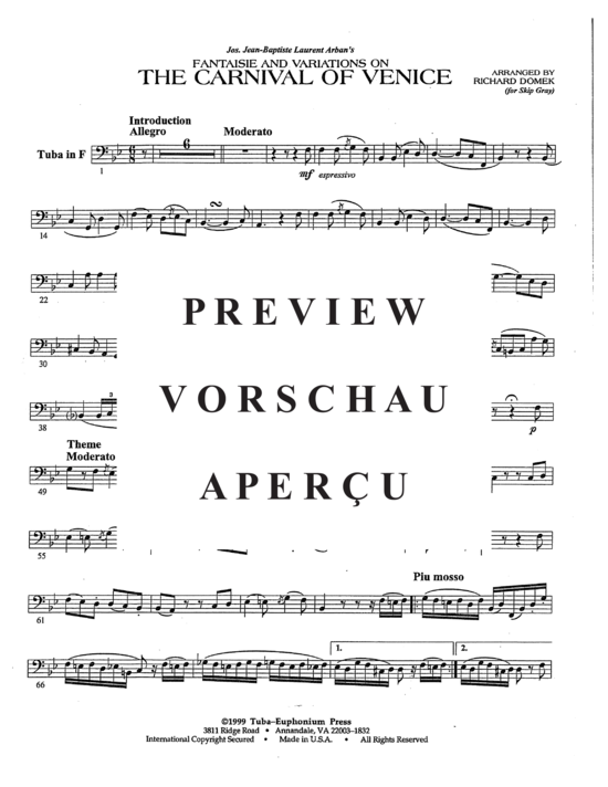 Product gallery: Page 17 of 19 Fantaisie and Variations on The Carnival of Venice , , (tuba + piano)