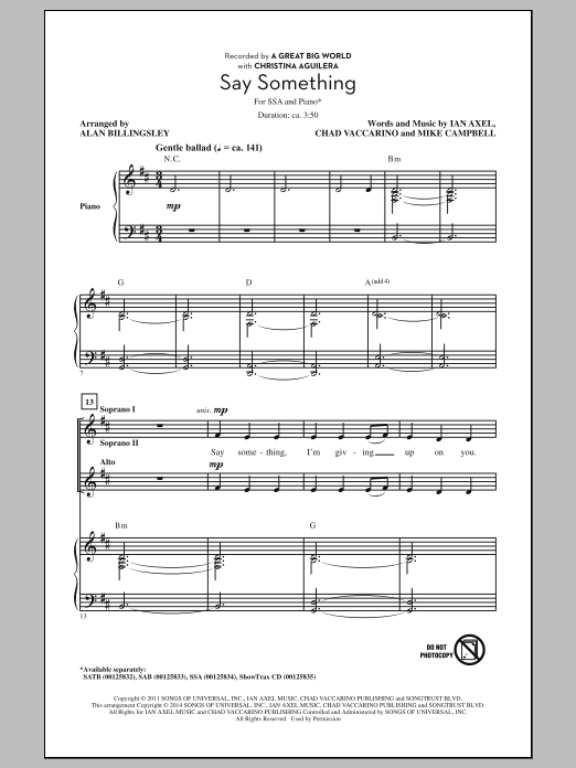 Produktgalerie: Seite 1 von 1 Say Something, Alan Billingsley, Chor