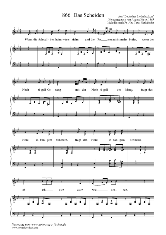 Product picture to: Das Scheiden Melodie: nach Fr. Abt, Text: Herloßsohn