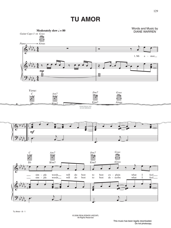 Produktgalerie: Seite 1 von 1 Tu Amor, RBD, Gesang, Gitarre, Klavier