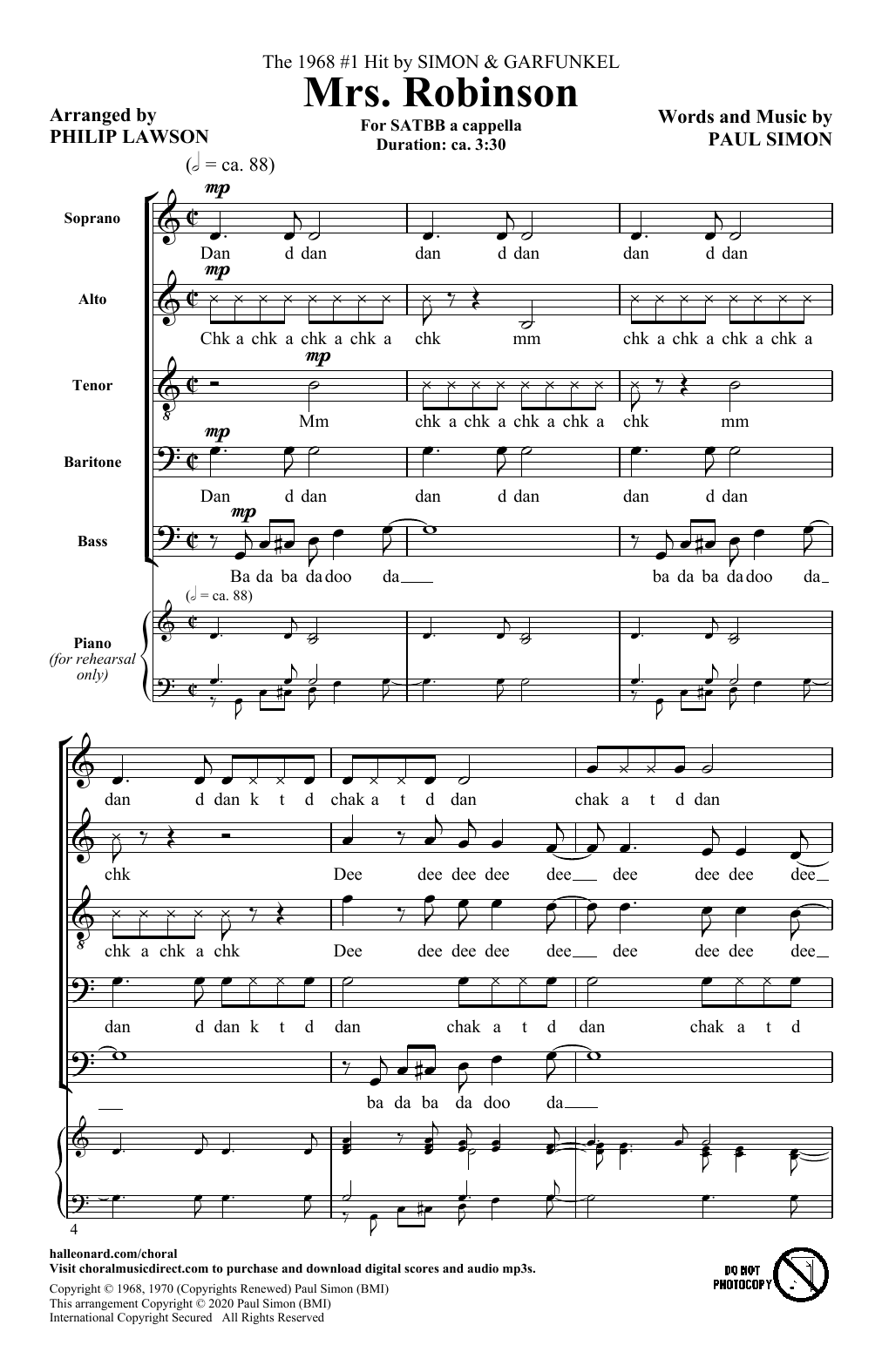 Produktgalerie: Seite 1 von 1 Mrs. Robinson (arr. Philip Lawson), Simon & Garfunkel, Chor