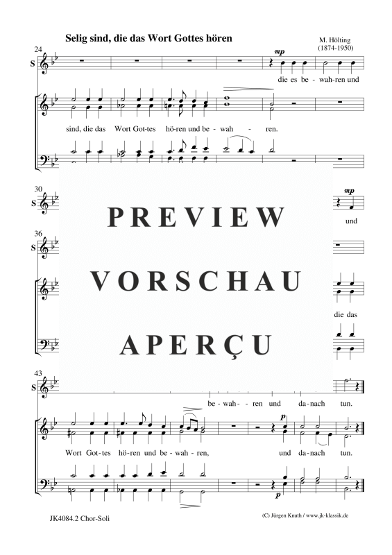 gallery: Selig sind, die das Wort Gottes hören, , Gemischter Chor und Orgel
