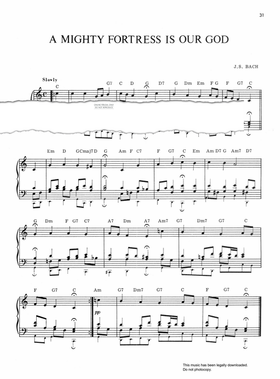 Produktgalerie: Seite 1 von 1 A Mighty Fortress Is Our God, Johann Sebastian Bach, Klavier