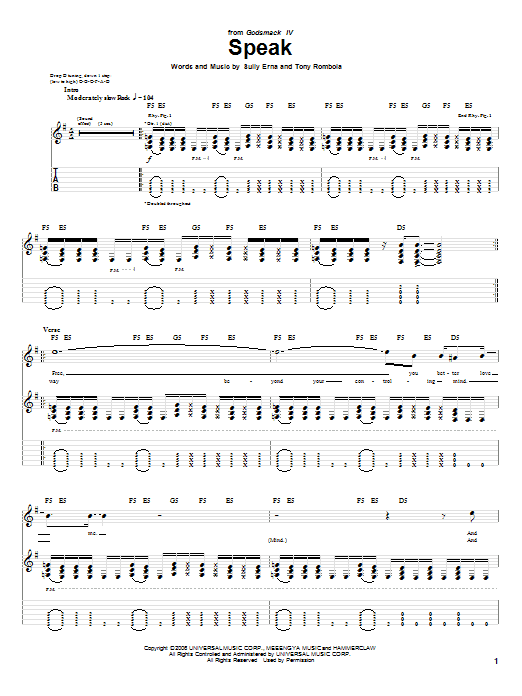 Produktgalerie: Seite 1 von 1 Speak, Godsmack, Gitarre
