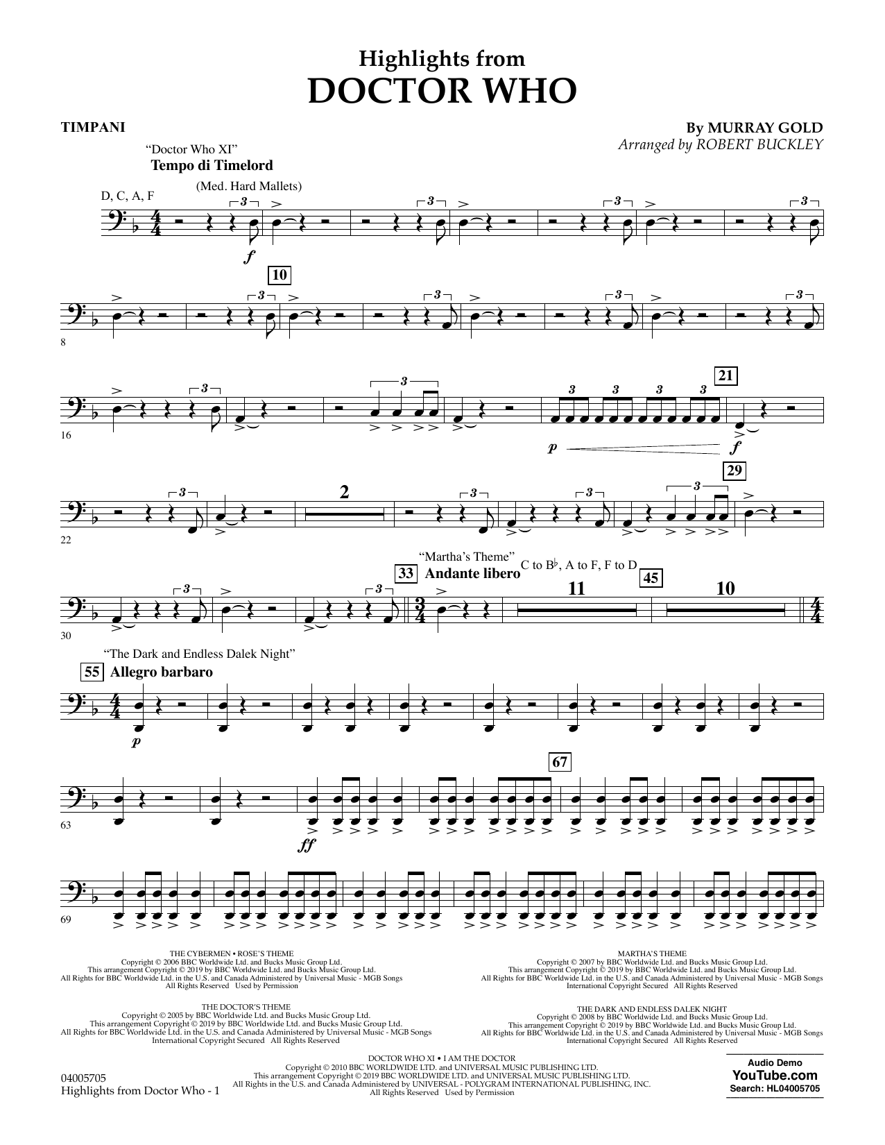 Produktbild zu: Highlights from Doctor Who (arr. Robert Buckley) - Timpani