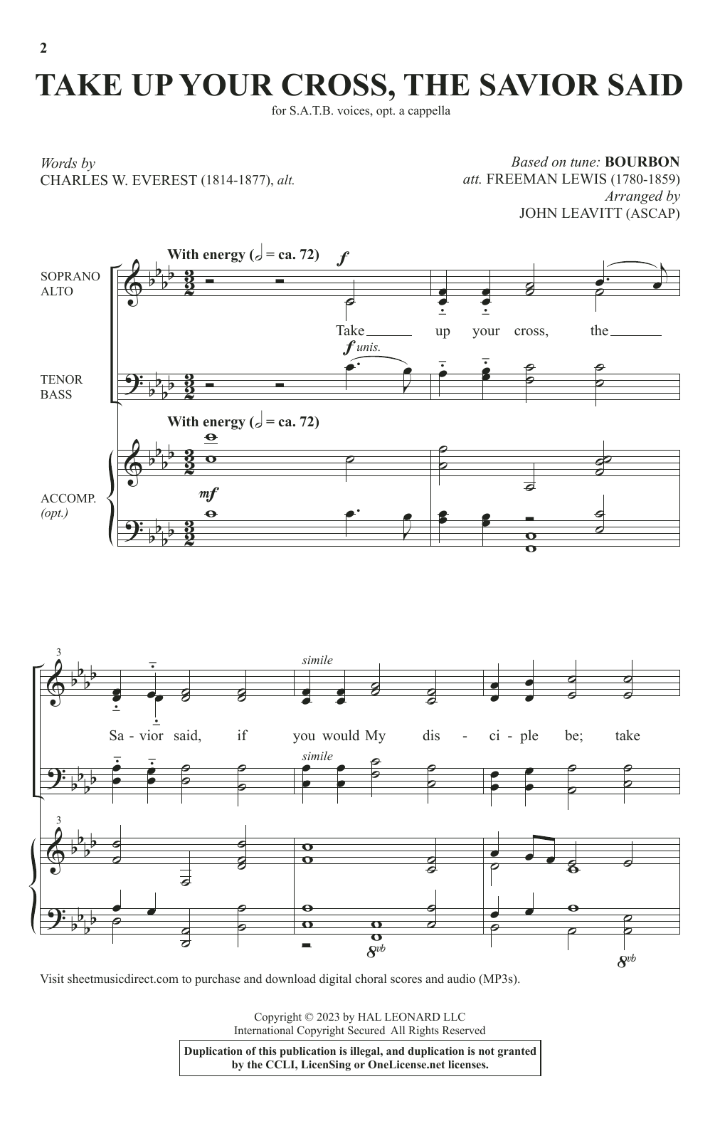 Produktbild zu: Take Up Your Cross, The Savior Said (arr. John Leavitt)