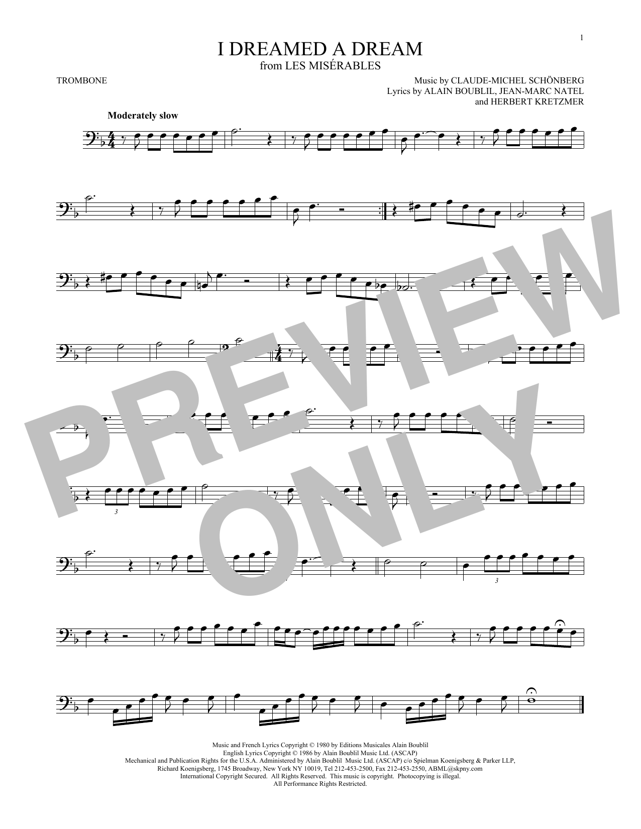 Product gallery: Page 1 of 1 I Dreamed A Dream, Claude-Michel Schonberg