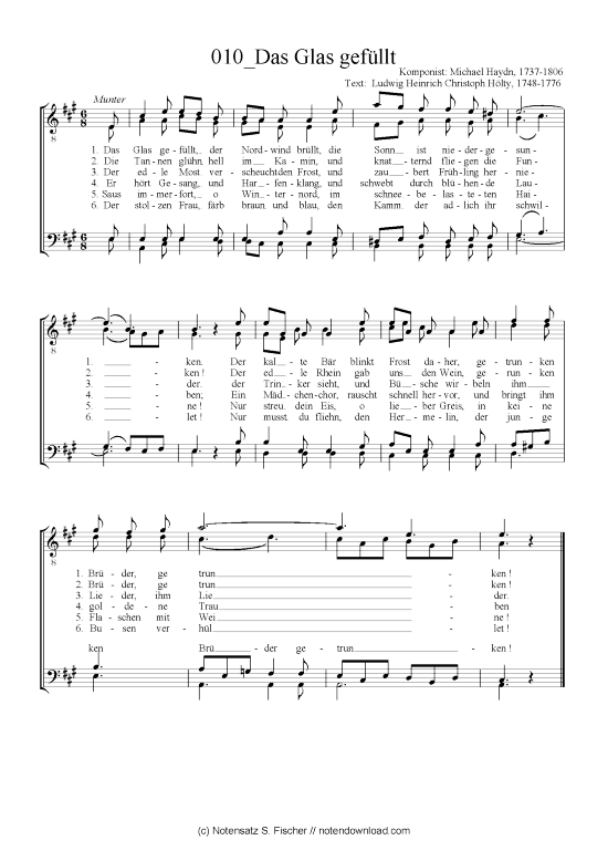 Produktbild zu: Das Glas gefüllt Michael Haydn, 1737-1806 / Ludwig Heinrich Christoph Hölty, 1748-1776 