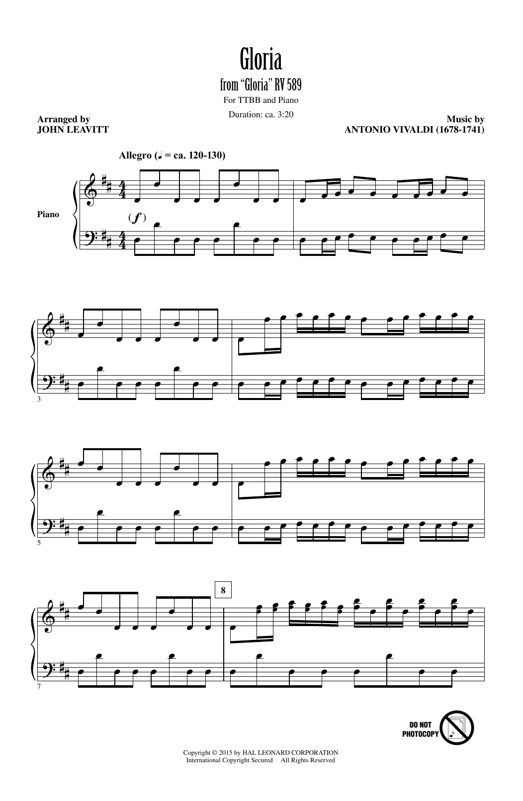 Produktgalerie: Seite 1 von 1 Gloria (arr. John Leavitt), Antonio Vivaldi, Chor