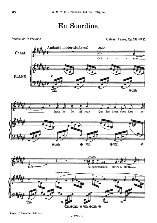 Product picture to: En sourdine Op.58 No.2Gabriel Fauré