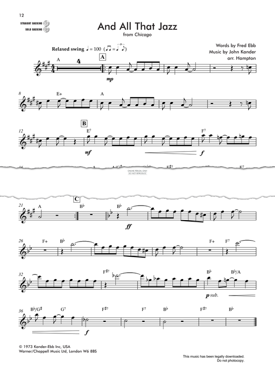 Product gallery: Page 1 of 1 And All That Jazz (from 'Chicago'), John Kander