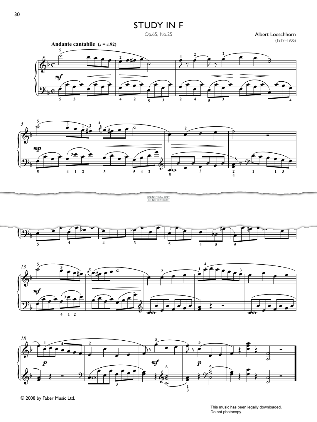 Produktbild zu: Study in F Op. 65, No. 25 (from Real Repertoire Studies Grades 2-4)