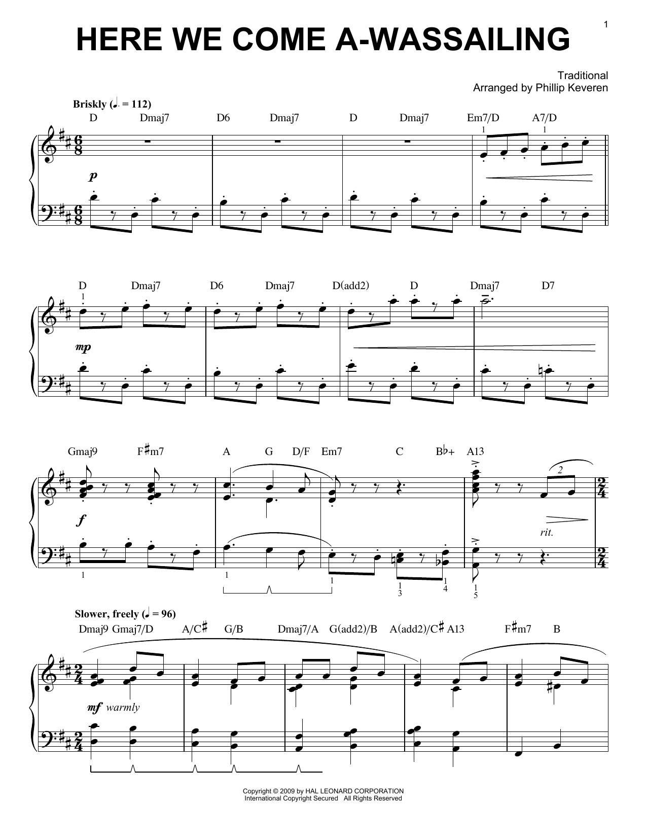 Product gallery: Page 1 of 1 Here We Come A-Wassailing [Jazz version] (arr. Phillip Keveren), Traditional