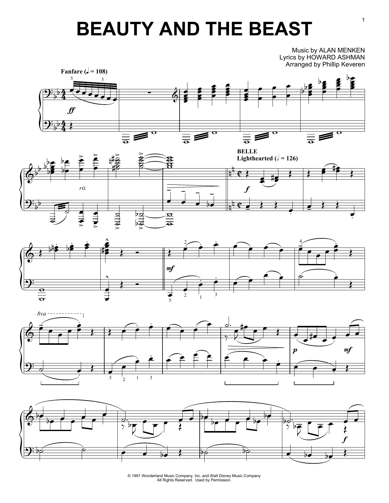 Product picture to: Beauty and the Beast Medley (arr. Phillip Keveren)