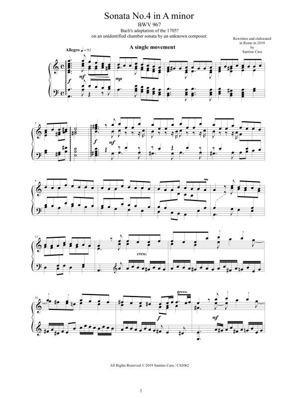Produktbild zu: Sonate Nr. 4 in A-Moll BWV 967Johann Sebastian Bach