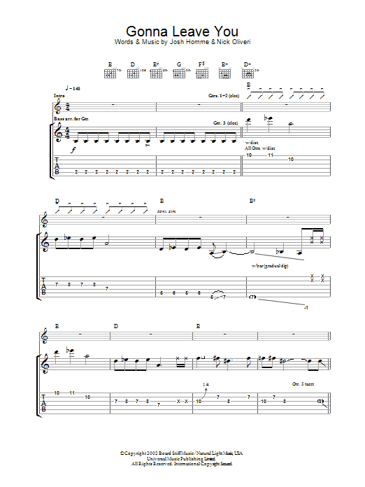 Produktgalerie: Seite 1 von 1 Gonna Leave You, Queens Of The Stone Age, Gitarre