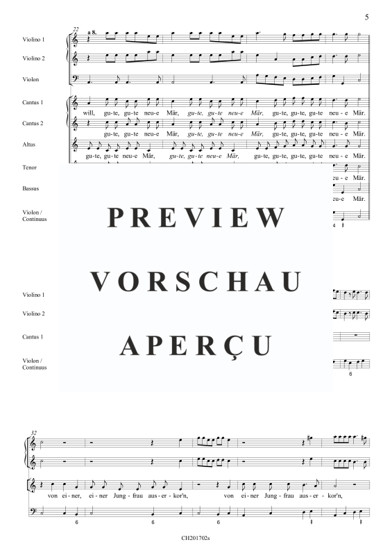 Produktgalerie: Seite 6 von 11 Vom Himmel hoch (Partitur), , Gemischtes Ensemble CCATB, 2 Violinen, Violon und BC