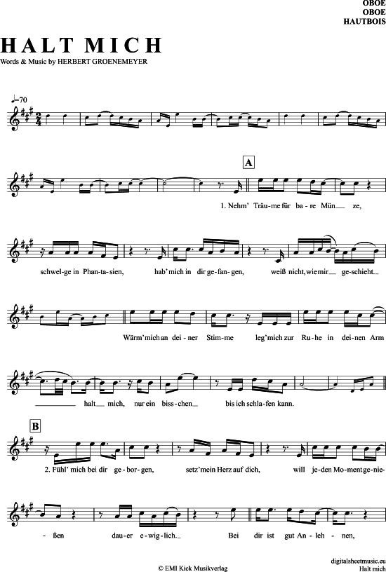 Produktgalerie: Seite 1 von 4 Halt Mich , Grönemeyer, Herbert, (Oboe)