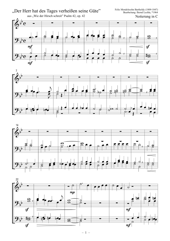 Produktbild zu: Der Herr hat des Tages verheißen seine GüteFelix Mendelssohn Bartholdy