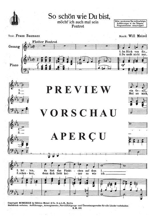 Produktgalerie: Seite 3 von 3 So schön wie Du bist, möcht ich auch einmal sein, , Klavier und Gesang